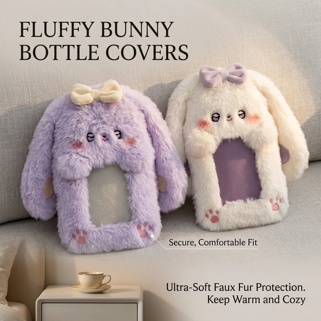 Cute Bunny Plush Photo Holder Student ID Card Holder Rabbit with Bowknot Design Photo Album Photo Protector Cover Gift for