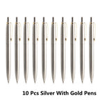 10 Pcs/Set Metal Ballpoint Pens Automatic Ball Pen G2 Refill Black Blue Ink For School Office Stationery Supplies Writing 0.7mm