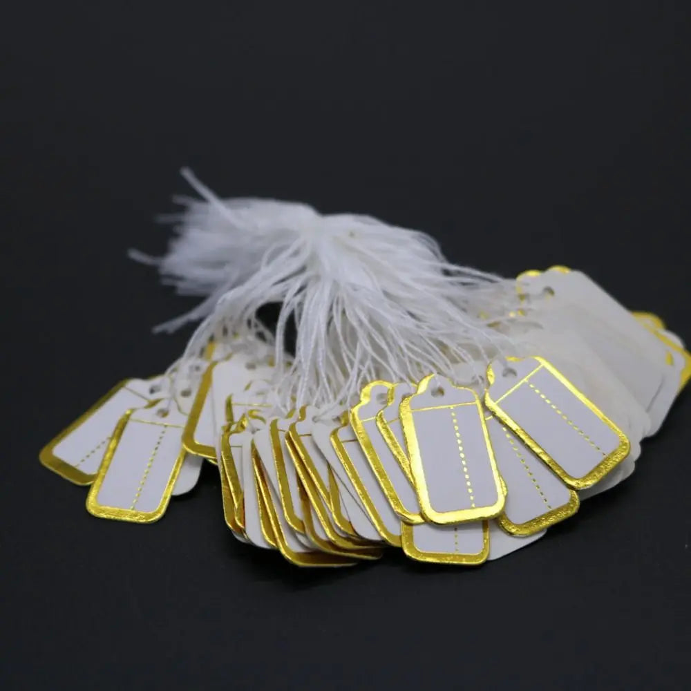 100PCS Round Rectangle Gold/Silver Edge Retail Supplies Display Tool Hanging Tags Jewelry Price Labels Jewellery Hangtags