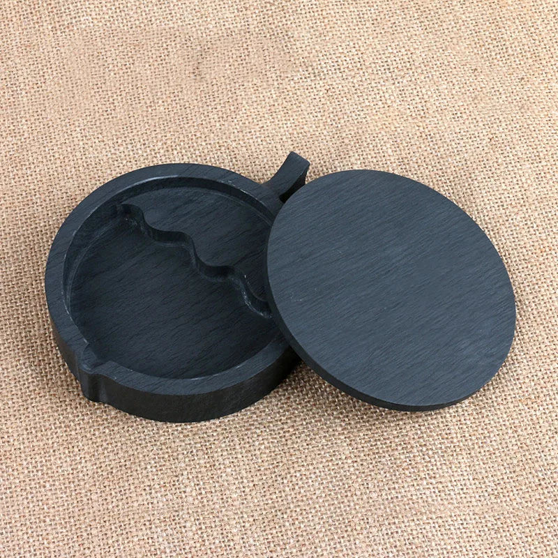 Natural Stone Inkstone Chinese Calligraphy Painting Ink-well Ink Stone Student Ink stone with cover Grinding Inkwell