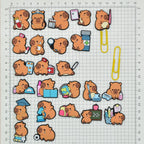 12 pcs Random Capibala Cartoon Paper Clips Diy Binder Clip Bookmark Decoration Kawaii School Office Supplies