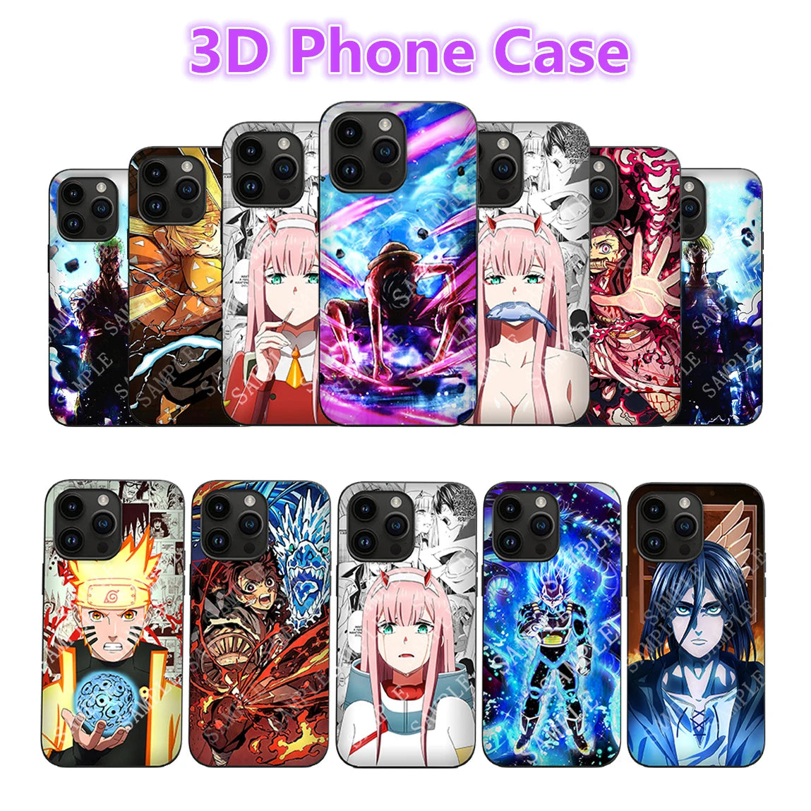Anime 3D Lenticular Phone Case for iPhone,SAMSUNG,,Xiaomi/Redmi,ect. Creative Phone Cover Kids Children Birthday Gift