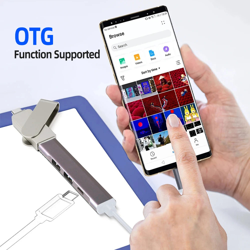 4 Ports USB C Docking Station Type C HUB USB 3.0 HUB 5Gbps High Speed Transmission USB Splitter Adapter OTG  for Laptop Macbook