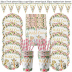 Pink Gold Animal Wild One Birthday Party Tableware Set Forest Decoration One Birthday Jungle Safari Party Supplies