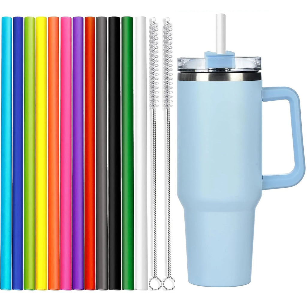 12Pcs Color Replacement Straws for Stanley 30/40 oz Tumbler , 12 in Long Reusable Plastic Straws for Stanley Cup, Plus 2 Brush