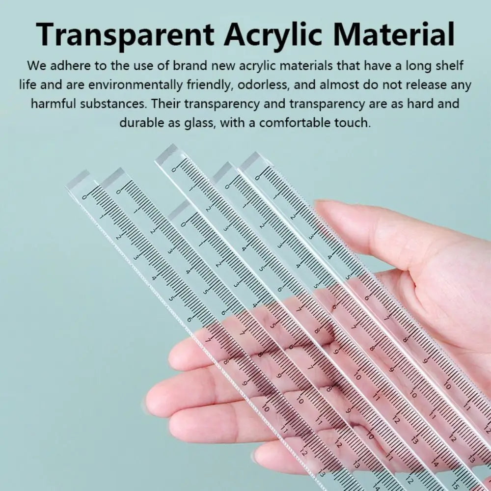 Creative 15/20/30CM Straight Ruler Transparent Acrylic Scale Ruler Cube Ruler Students Gift