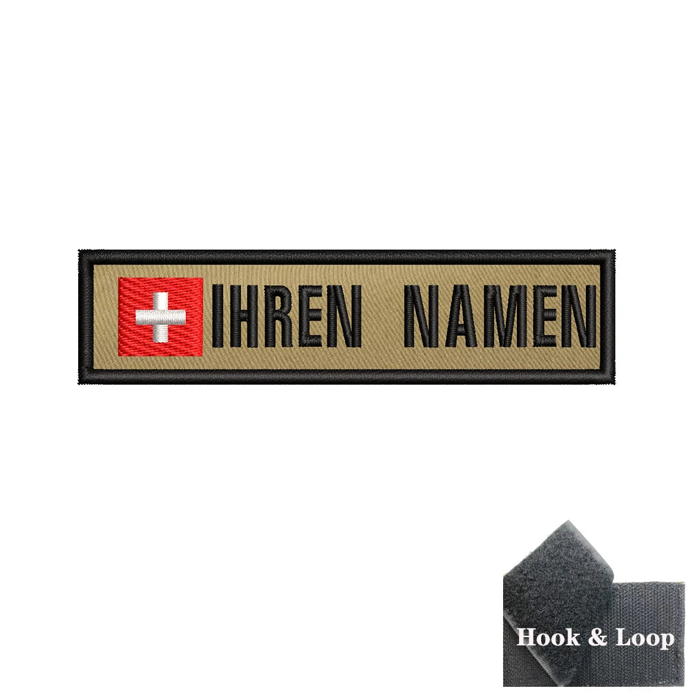 1PC 10cmX2.5cm Custom Name Flag Patch Badge Khaki Iron On Or Hook Loop Netherlands Russia Lithuania France Italy Spain Israel