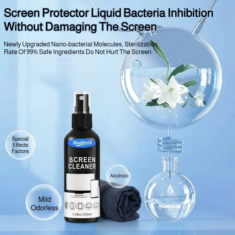 Screen Cleaner Spray Kit with Microfiber Cloth Anti-Fingerprint Polish Coating for Phone Tablet Camera Screen Cleaning Protectio