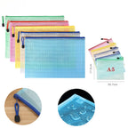 5PCS Stationery Storage Folder File Mesh Zipper Pouch A4/A5/A6 Document Bag Zip File Folders School Office Supplies