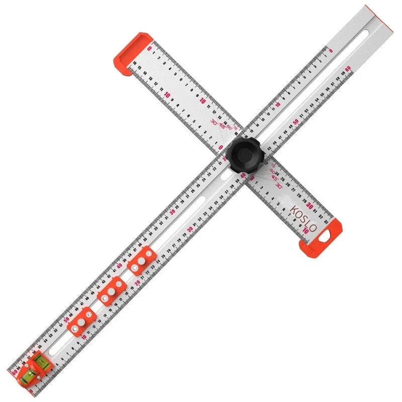 Woodworking T-Square Ruler 2 in 1 Drill Guide Hole Positioning Measuring Tool