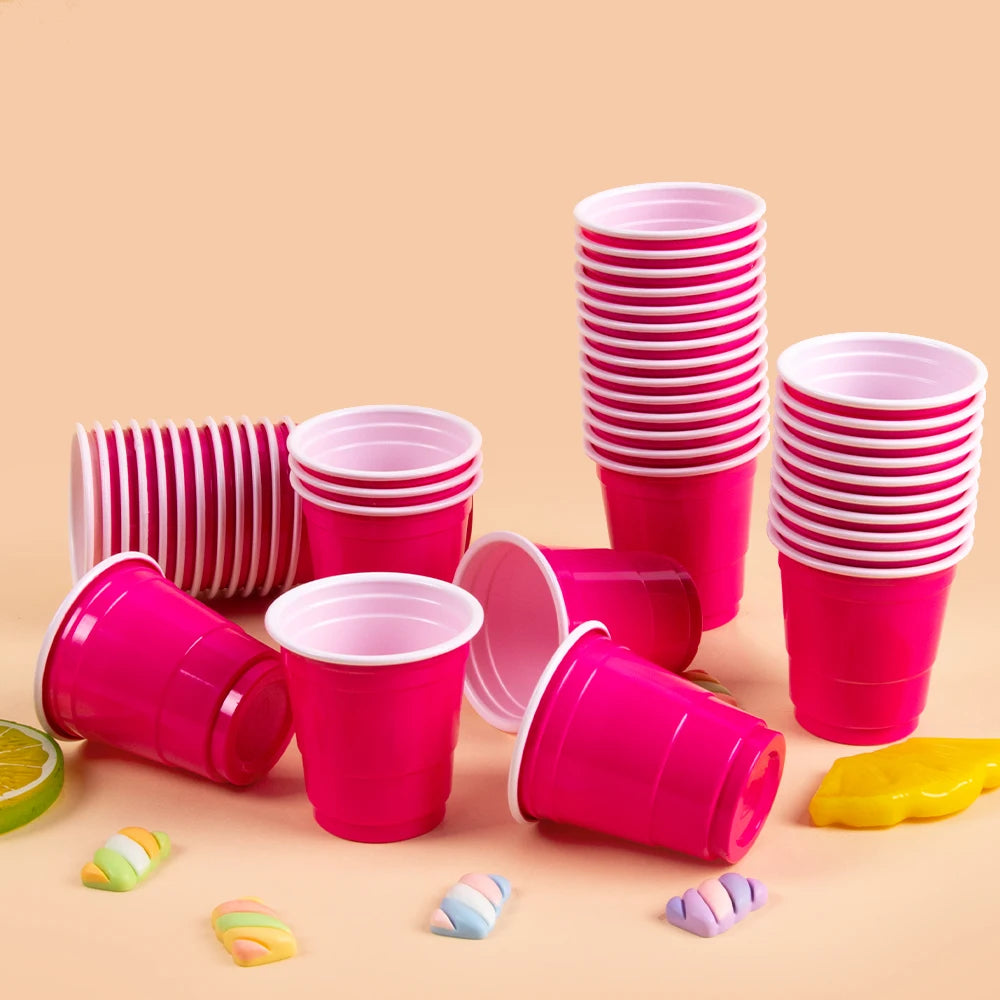 50pcs Mini Plastic Disposable Cups Drinking Cups Wine Cup for Celebration Bachelorette Party Events Wedding Birthday Supplies