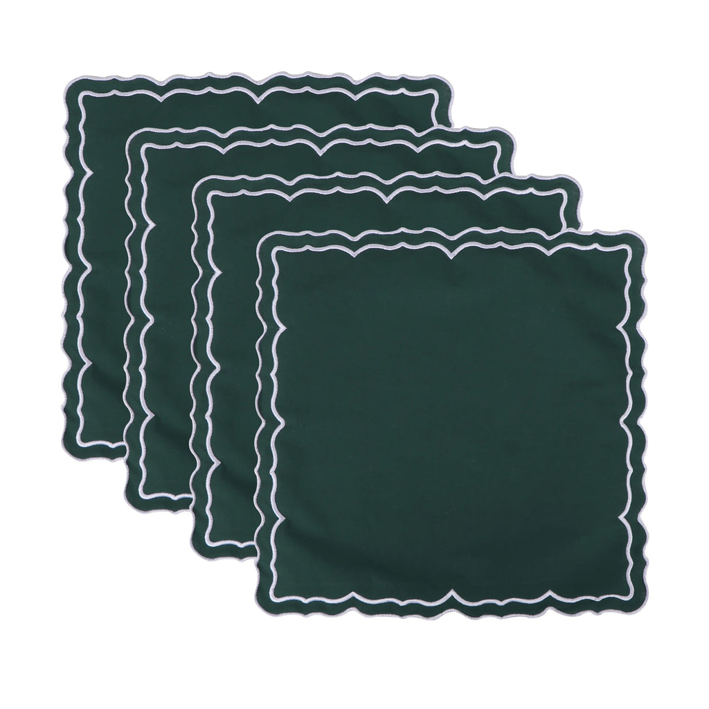 4PCS Cotton Napkins With Wavy Edge Embroidery Suitable for Dinner Wedding Hotel Christmas