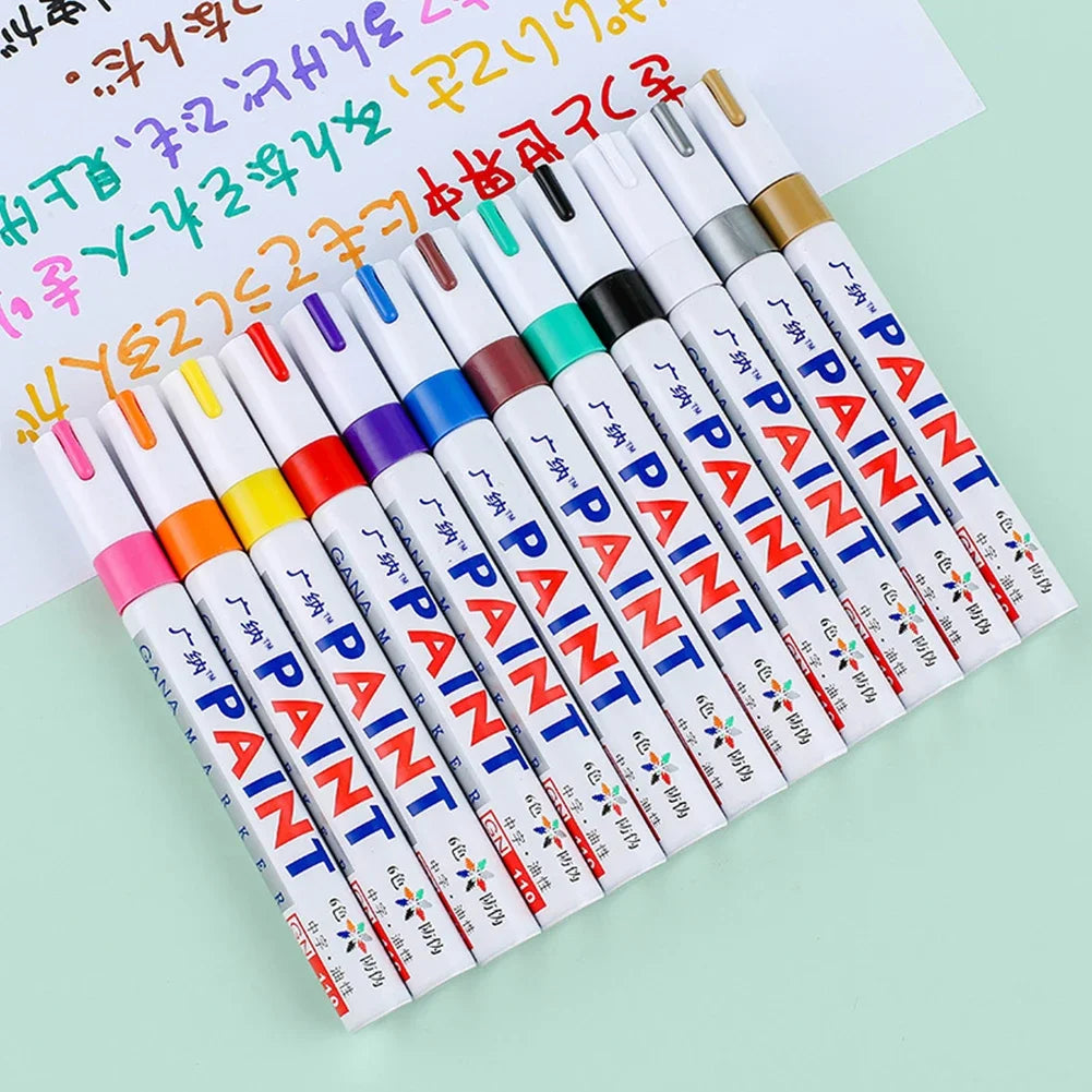 1/3/6/12Pcs Colorful Permanent Paint Marker Waterproof White Markers Tire Tread Rubber Fabric Paint Metal Paint Marker Pens
