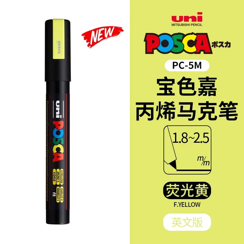 uni POSCA POP Water-Based Marker,Assorted Colors PC-1M/3M/5M 0.7~2.5mm Tips Professional Acrylic Paint Pen for Artists&Designers