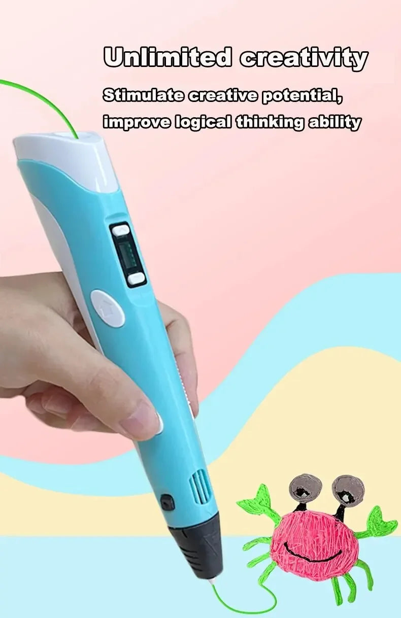 Electronic 3D Printing Pen 25MPLA Long Thread Children's 3D Graffiti Drawing Tool Drawing Smart Toy DIY Christmas Birthday Gift