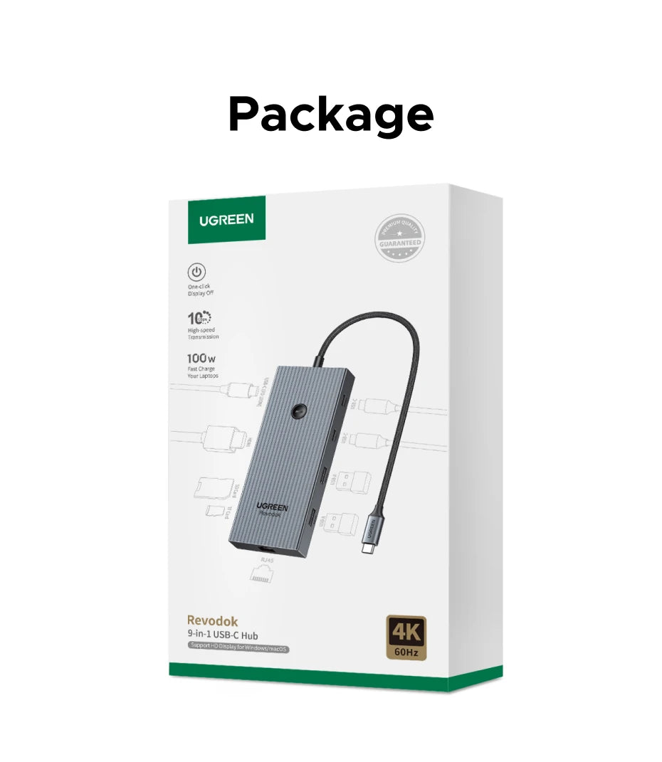 UGREEN 10Gbps USB C HUB 4K60Hz Type-C to HDMI RJ45 PD100W SD&TF USB Adapter for Macbook iPad Samsung Laptop Accessories Docking