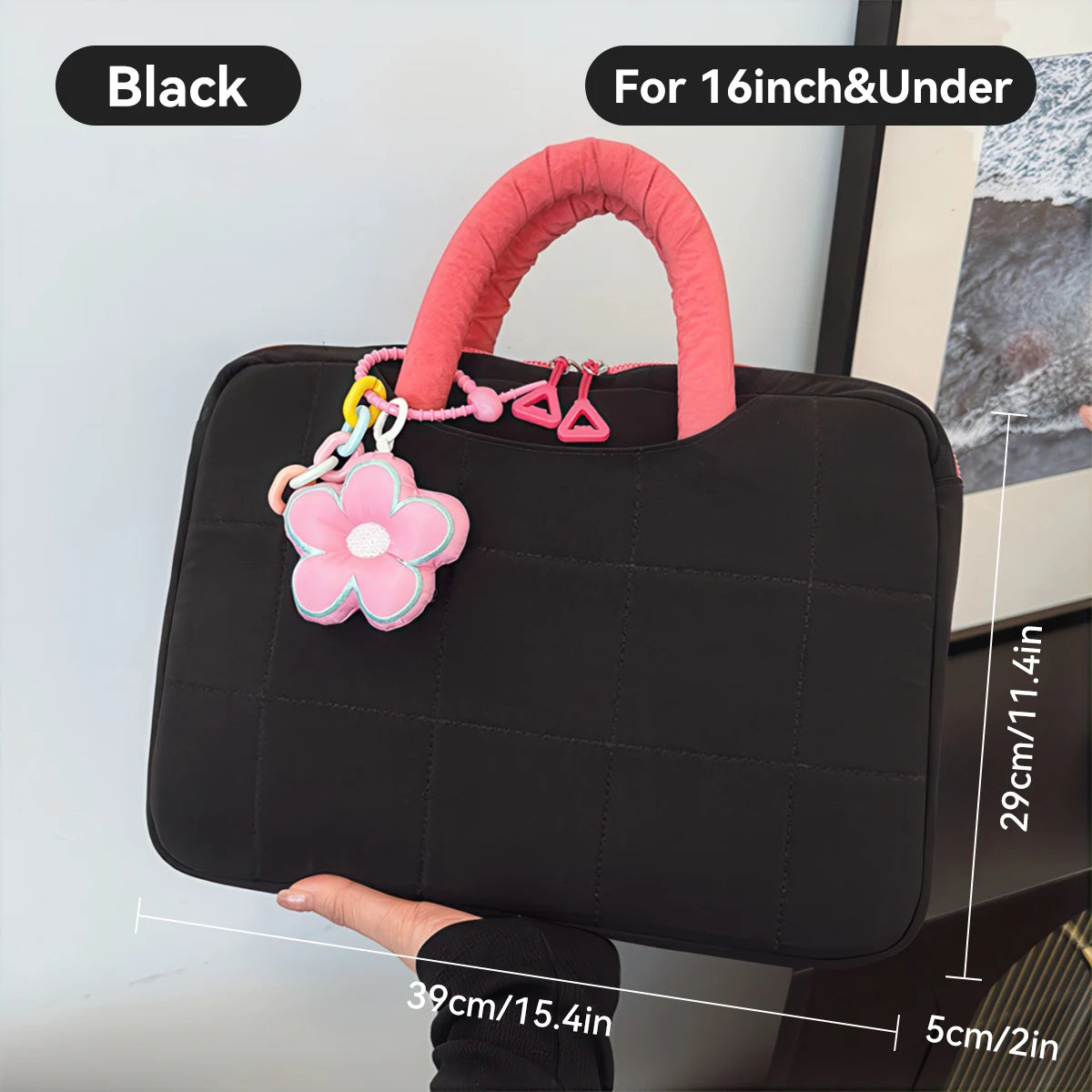 Lightweight Puffy Laptop Sleeve 14/16 Inch Commuter Laptop Briefcase Notebook Sleeve Notebook Case Portable Handbag for Women