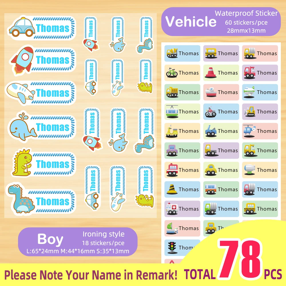 Custom Heat Transfers Name Sticker Personalized Washable Clothes Ironing Stickers Iron-on Labels Fabric Clothing Babysuit Tags