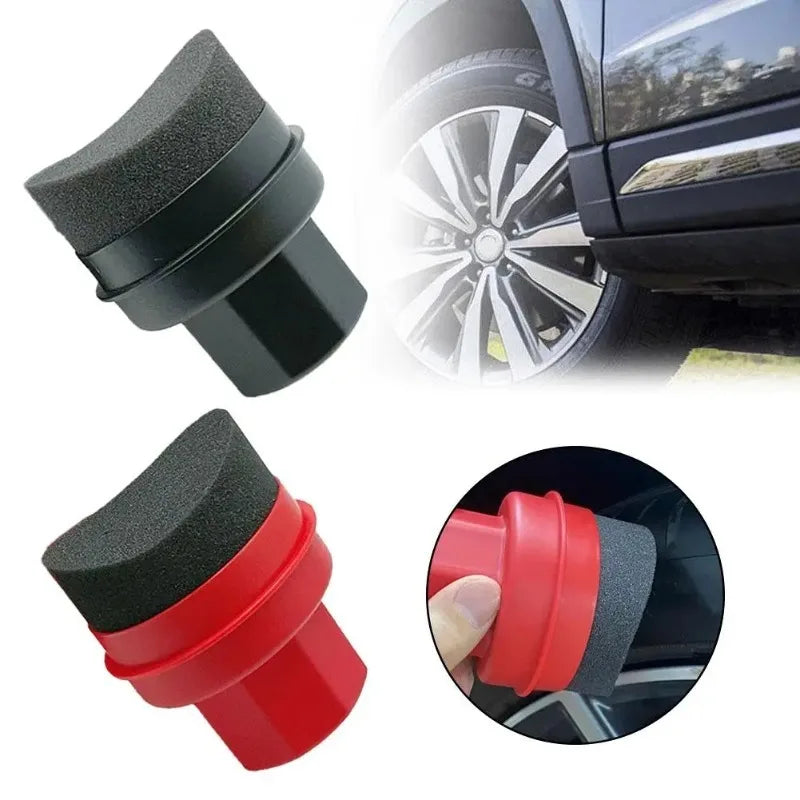 Reusable Tire Wax Applicator Sponge with Lid Curved Car Cleaning Pad for Tire Dressing Detailing Kit Car Waxing Tools