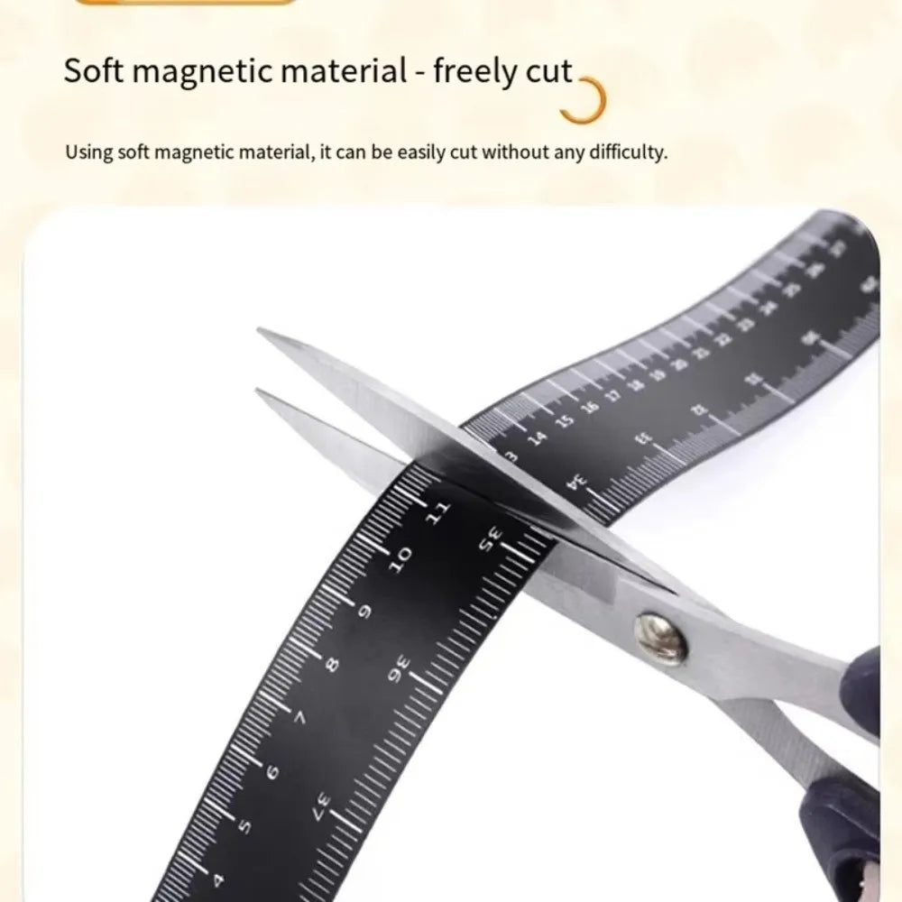 Black Magnetic Border Ruler Dual Scale Measuring Tool Flexible Ruler with Both Inches and Centimeters Magnetic Flexible Ruler