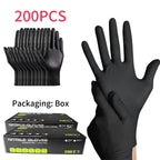 10-200pc Nitrile Gloves Black Rubber Gloves Latex Disposable Gloves Work Housework Car Industry Gardening Pet Care Cooking Tools