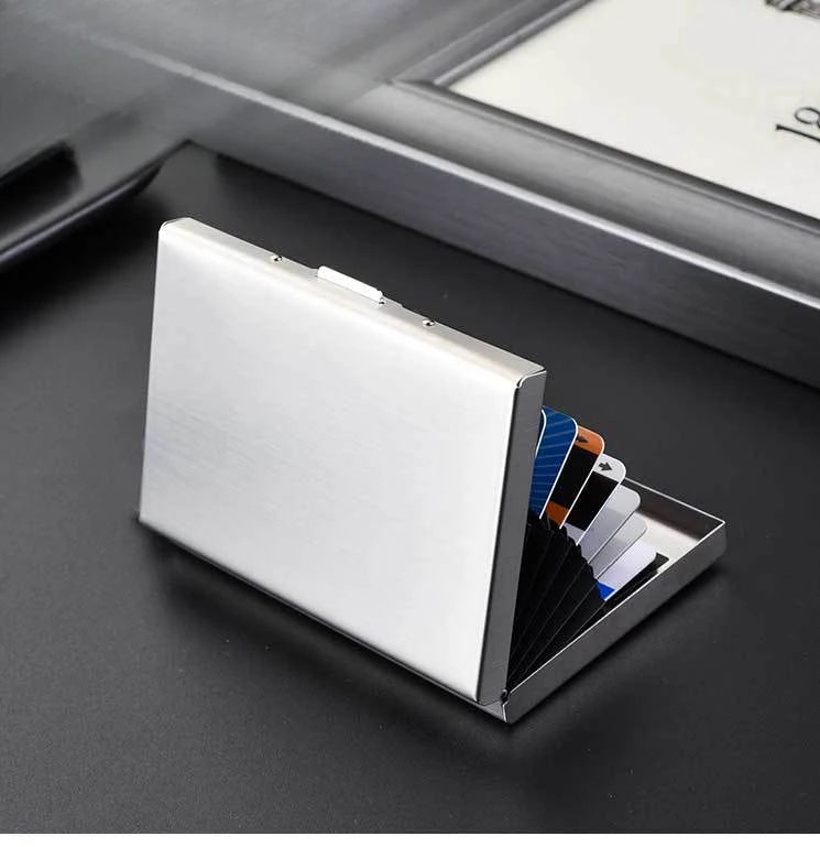 Stainless Steel RFID Anti-Theft Card Holder, Ultra Thin Anti-Demagnetization Metal Wallet, Portable Credit Purse for Men Women