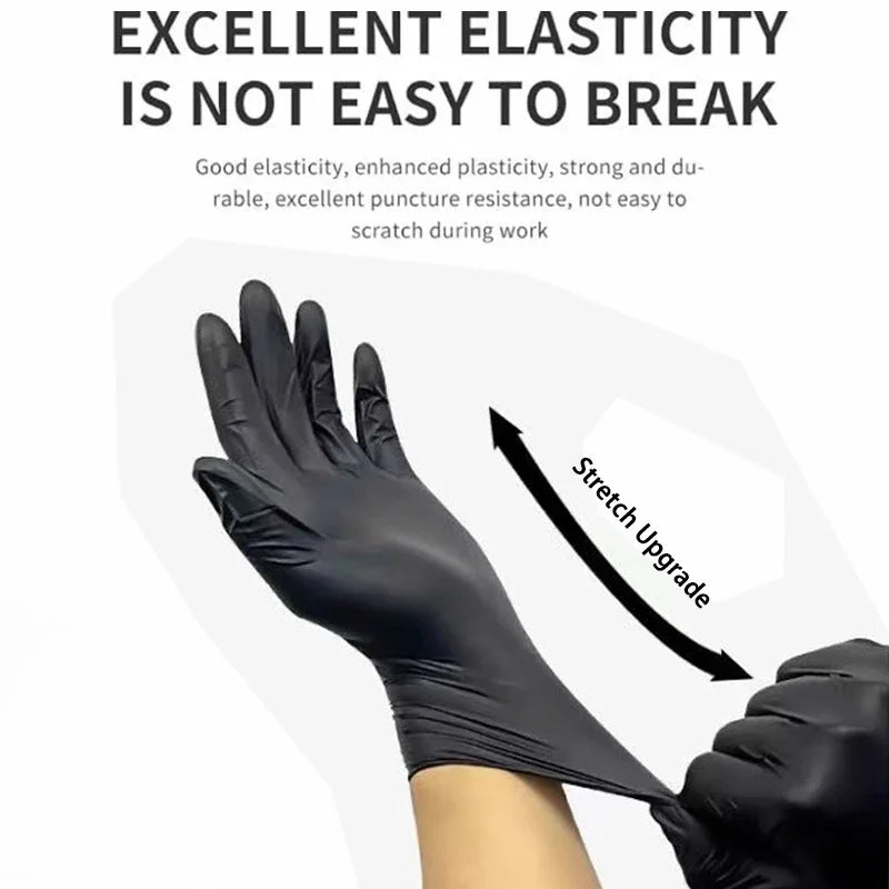 100/50/20PCS Black Nitrile Gloves Latex & Powder Free for Tattooing Manicures Salon Cleaning Disposable Food Working Latex Glove