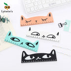 1 Pcs Lytwtw's Cute Kawaii Black Cat Kitten Straight Ruler Wooden Tools Cartoon Sewing Drawing Office School Stationery supplies