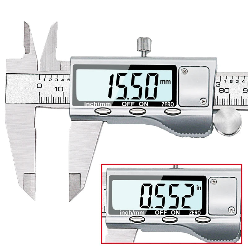 0-150mm Vernier Caliper Stainless Steel LCD Digital Caliper 6 inch Instrument Depth Measuring Tools by