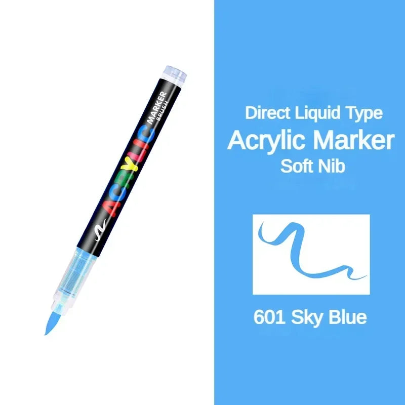 GUANGNA 16 Colors Direct-liquid Acrylic Paint Pens Brush Marker Pen for Rock Painting Stone Ceramic DIY Art Supplies Stationery