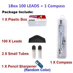 500Pcs/Box COMPASS LEAD REFILLS 2mm 2B HB Black 2.0mm Drawing Draft Pencil Sharpener