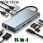 USB C HUB, USB C Adapter Dongle with 4K HDMI/VGA/Type C PD/RJ45/ SD/TF Card Reader For MacBook Pro/Air M1 iPad