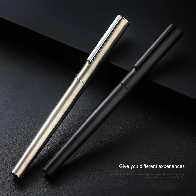 High Quality 0.38mm Extra Fine Nib Fountain Pen Stainless Steel Extremely Black Metal Business Office Writing Calligraphy Pens