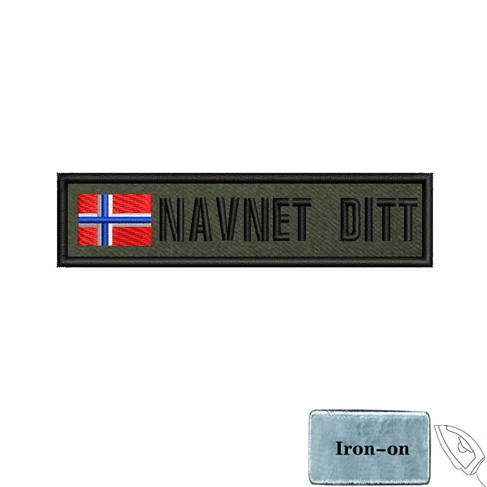1PC 10cmX2.5cm Custom Name Flag Patch Stripes Badge Iron On Or Hook Loop Armband Germany Luxembourg Armenia Serbia green