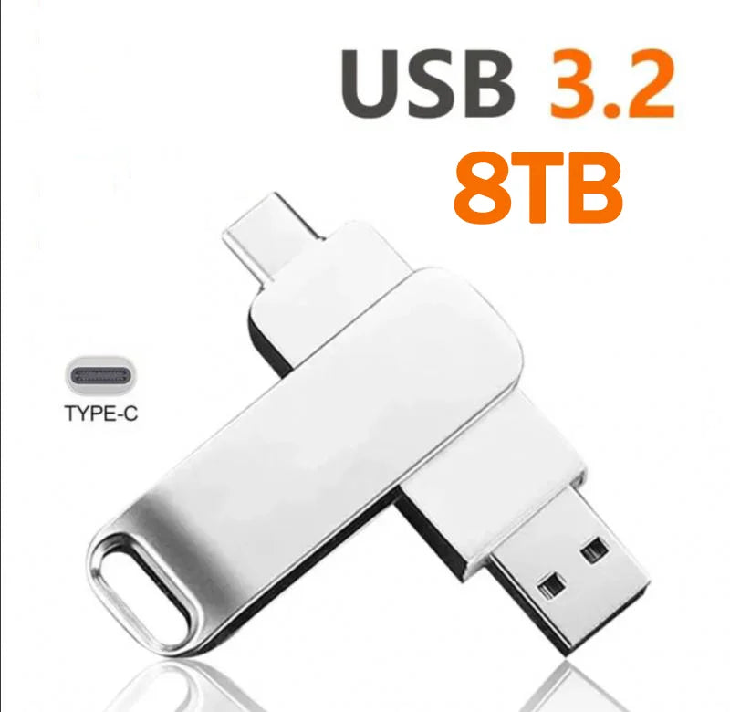 16TB Flash Drive Usb 3.2 Super High Speed Metal Transfer U Disk Pen Drive Waterproof Type C Disk SSD USB Drive Disk