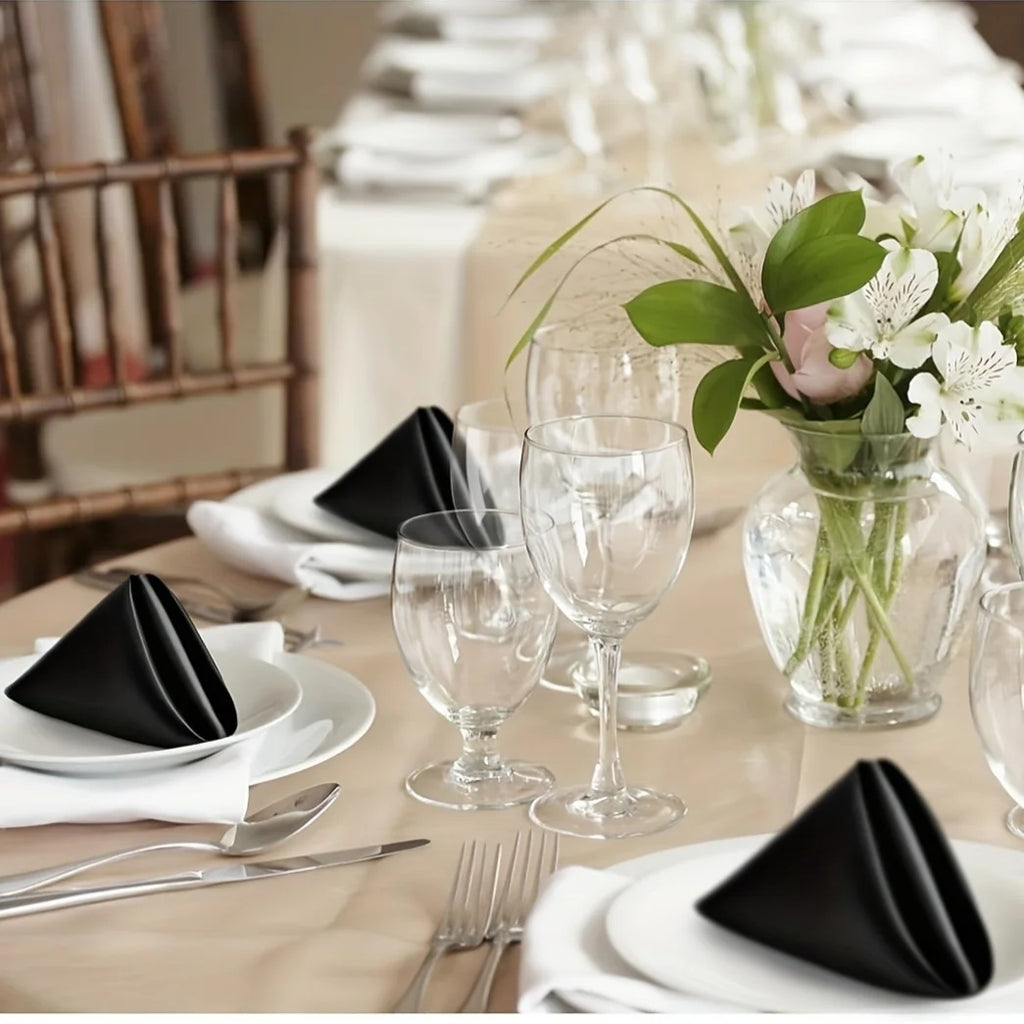 12pcs Silky Satin Dinner Napkins 30x30cm Polyester Square Table Napkins for Wedding Banquet Restaurant Birthday Party Decor