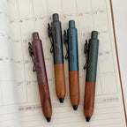 Retro Metal Mini Pocket Gel Pen Wood Grip Small Signing Pens 0.5mm Black Ink Smooth Writing Mignight Retractable Daily Write Pen
