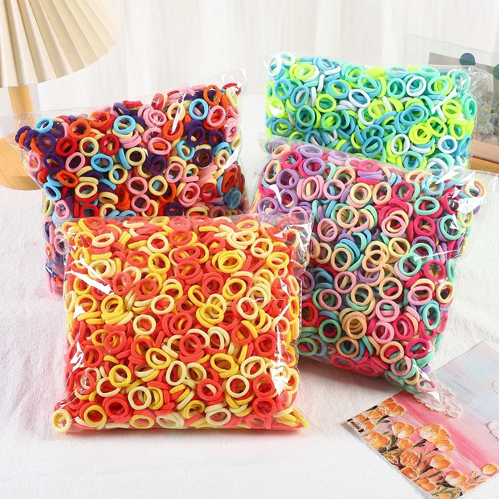 50/300/500 pcs Girls Colorful Elastic Hair Bands Ponytail Hold Hair Tie Rubber Bands Scrunchie Hair Accessories Bands for Girls