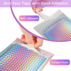 Laser Rainbow100Pcs Holographic Mailer Mailing Envelope Waterproof Courier Bag Padded Bubble Envelope Packaging Bag for Shipping
