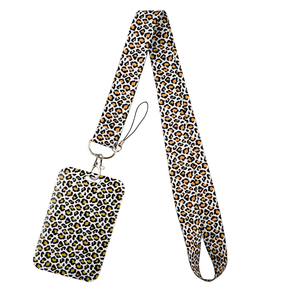 Gray Leopard Print Fashion Lanyard for Key Neck Strap Lanyard Card ID Badge Holder Key Chain Key Holder Keyring Accessories Gift