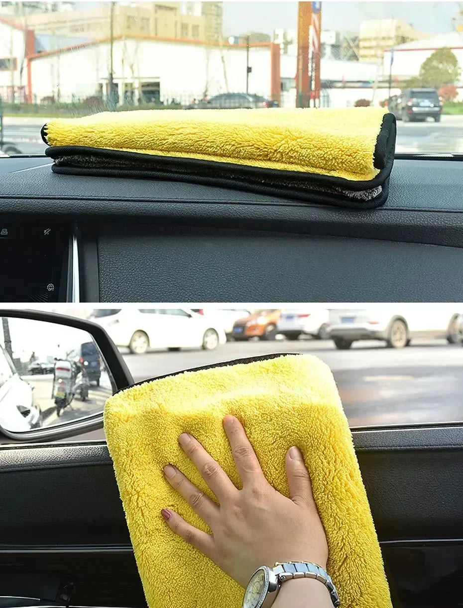 Car Microfiber Cleaning Towels Thicken Double Layer Soft Drying Cloth Towel Car Care Detailing Towel Wash Rags