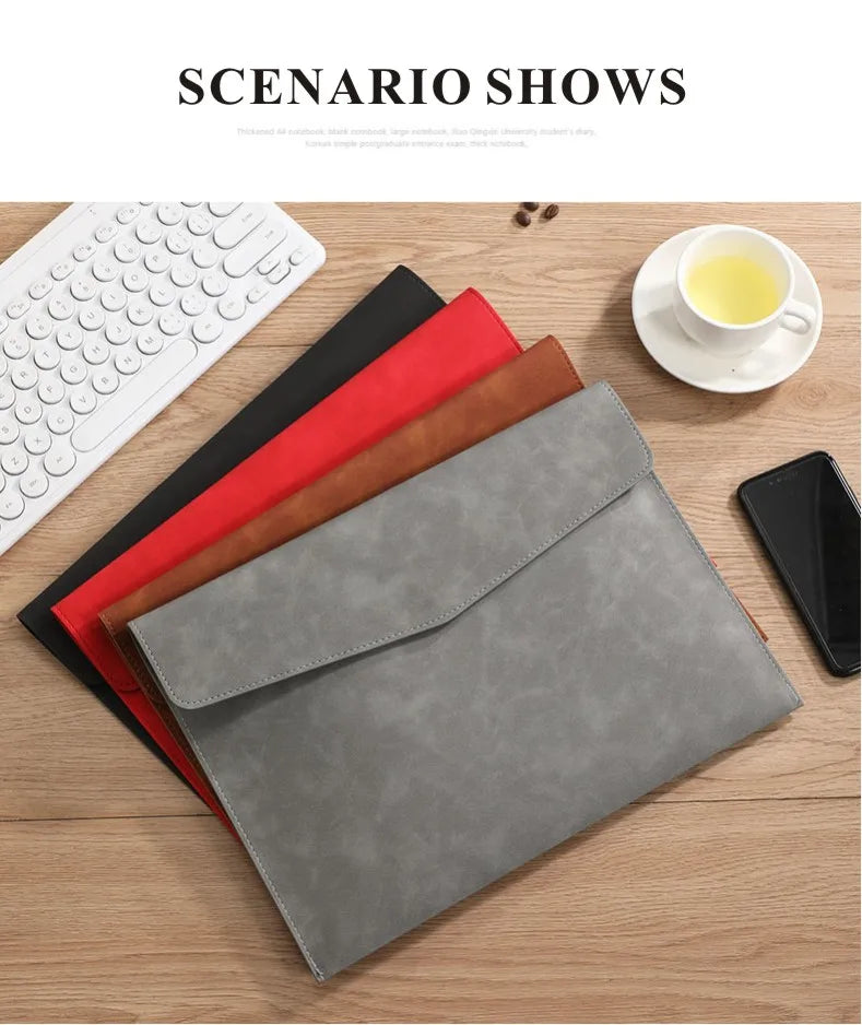 PU Leather A4 Document Bag, 7 Colors, File Folder for Office & Travel, Stylish Organizer