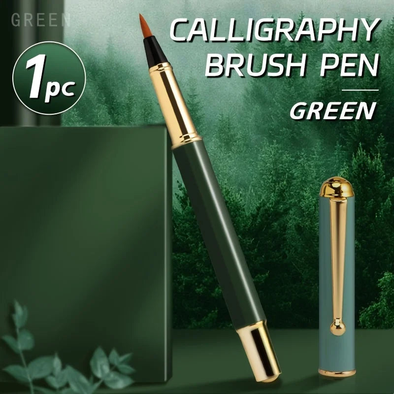 1pc Calligraphy Brush Pen,Ink-adding Fountain Pen with Fine Tip for Hand Lettering,Art Drawing,Journaling for Adults,Students