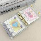 Mini Transparent 3 Ring Binder Covers, Beaded Storage Soft Notebook Closure Loose Leaf Folder Round Ring Cover Protector Button