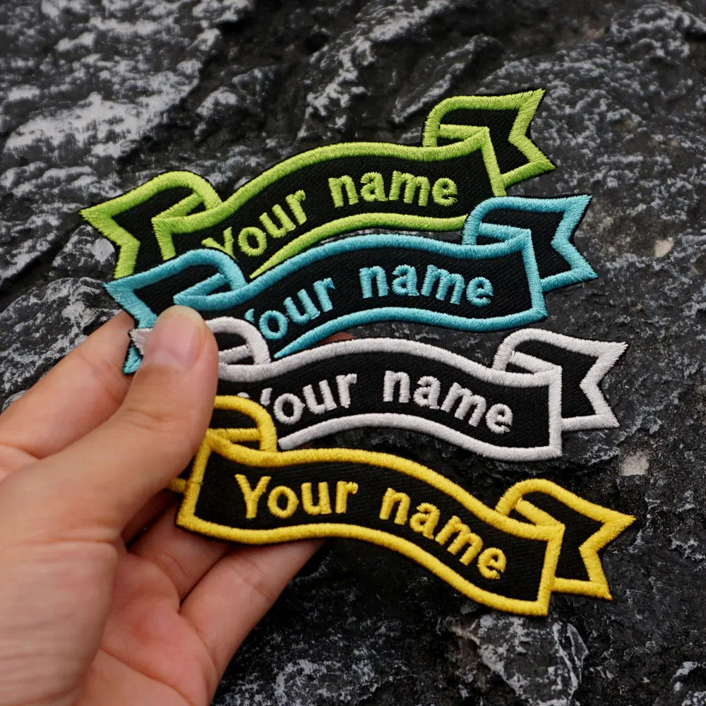 Custom Name Tags Embroidered Patches Personalized Text Badge with Iron on Backing
