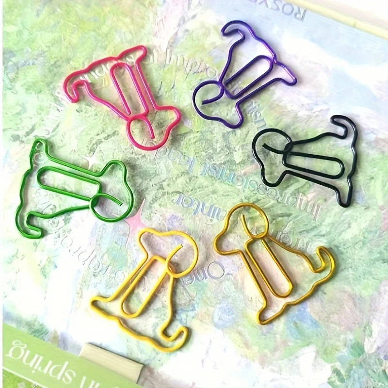20pcs Colorful Animal Paper Clips - Cute Sitting Dog Design, Iron Material, Perfect for Office Organization