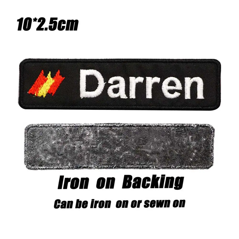 Custom Spain Name Tags Army Blood Number ID Embroidered Patches with Iron on Hook Backing