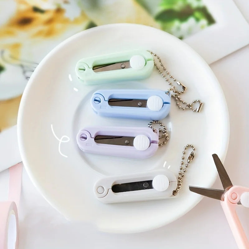 1pc Mini Portable Folding Scissors Creative In Pastel Colors Stainless Steel Paper Cutting Art Projects Office School Supplies
