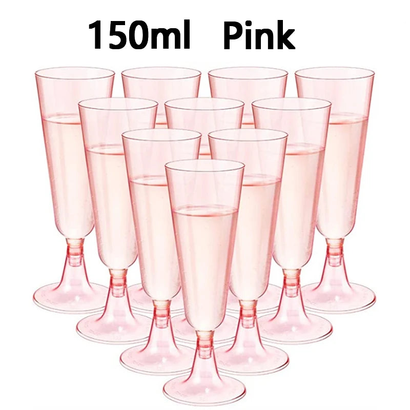 15/25/50pcs 150ml Disposable Champagne Glasses Cocktail Glasses Plastic Tall Glasses Martini Glasses for Weddings Party