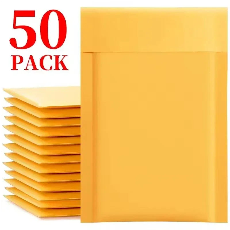 10-50Pcs White Kraft Bubble Mailers Self-Sealing Storage Paper Envelope Waterproof Cushioned Padded Foam Shipping Packaging Bags